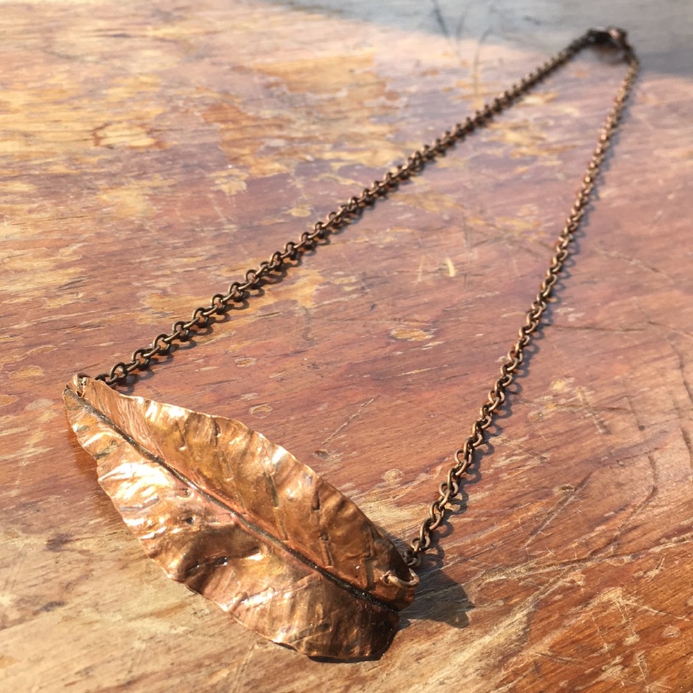 18 1/2” Copper Leaf Necklace/Wrap Bracelet